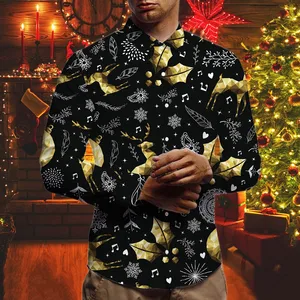 Рубашки с 3d принтом оленя, рождественские блузки, новогодние топы для отпуска, Мультяшные праздничные рубашки с длинным рукавом