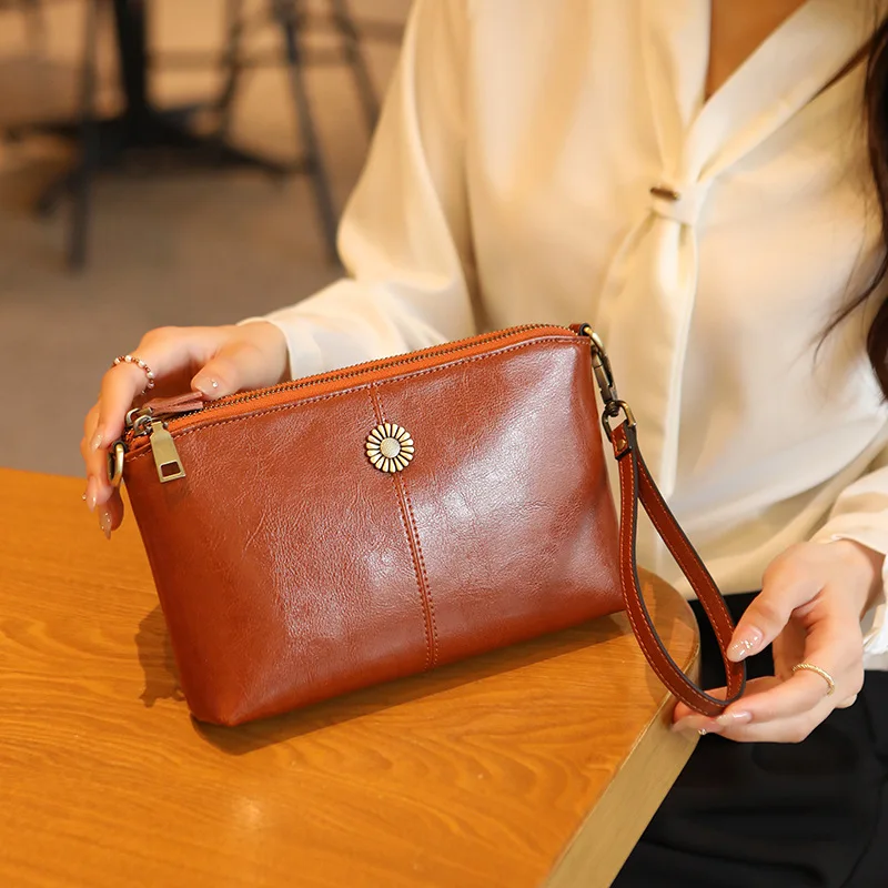 

Кожаная сумка Женская Новинка 2024 Сумка-клатч через плечо из мягкой кожи на одно плечо повседневная женская сумка через плечо