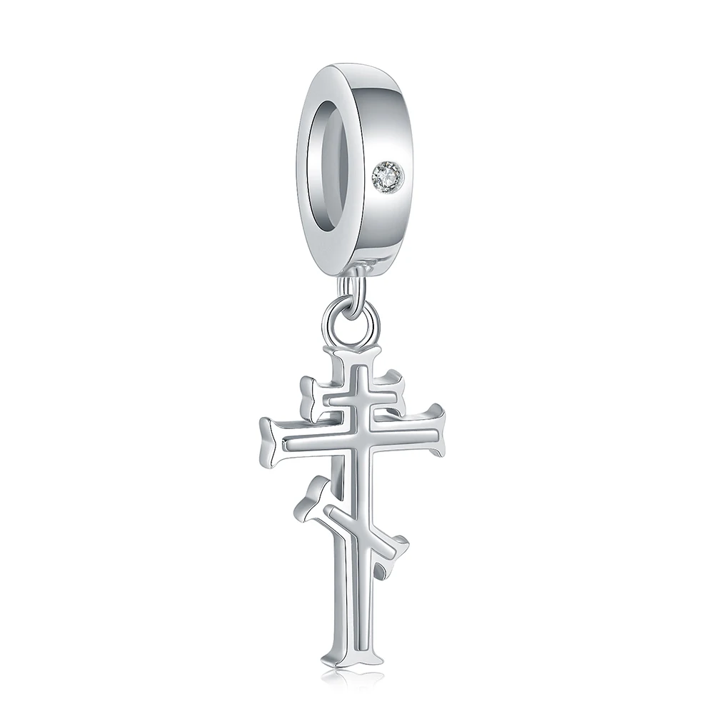 

925 Sterling Silver Eastern Orthodox Cross Charm Religion Beads Fit European Bracelet/Necklaces Jewelry For Women Teen Girl Gift