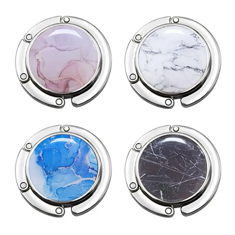 1Pc Round Folding Table Edge Hook Vintage Foldable Purse Bag Hanger Handbag Hook Holder  For Indoor Outdoor Table Use 2