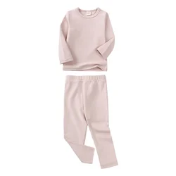 Children's Cotton Pajama Set - Warm Long Sleeve Sleepwear - 6 - 7Y(130) (12)