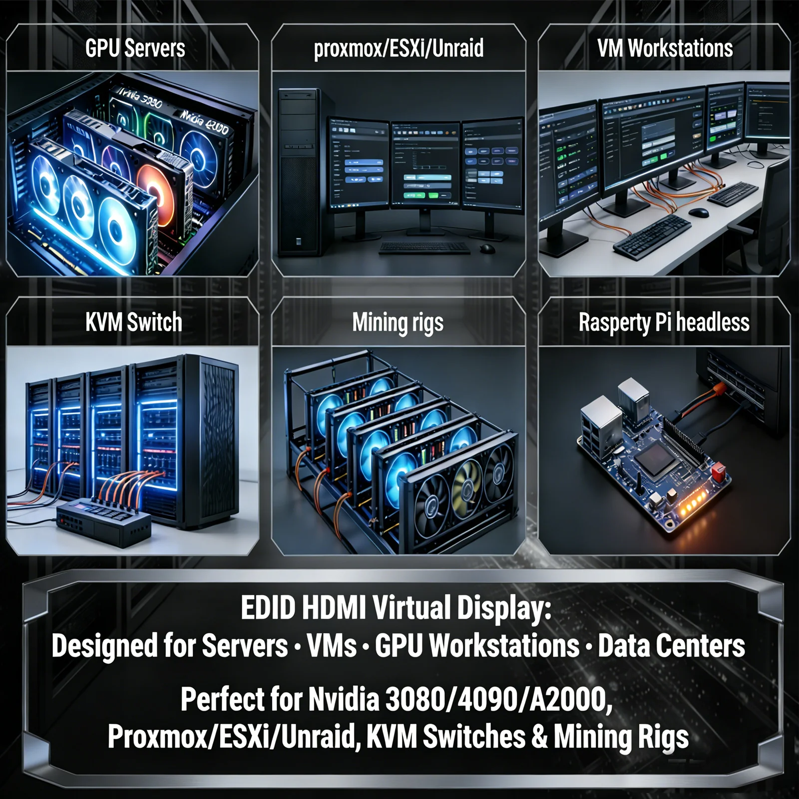 HDMI 2.1 4K 120Hz EDID 에뮬레이터, 48Gbps 헤드리스 HDMI 더미 플러그, GPU 서버용 기본 3840×2160@120Hz 가상 디스플레이