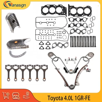 Engine Rebuild Timing Chain Kit Crankshaft Connecting Rod Bearing Set Fit 4.0 L V6 GAS 1GR-FE For 2003-2015 Toyota Tacoma 4.0L