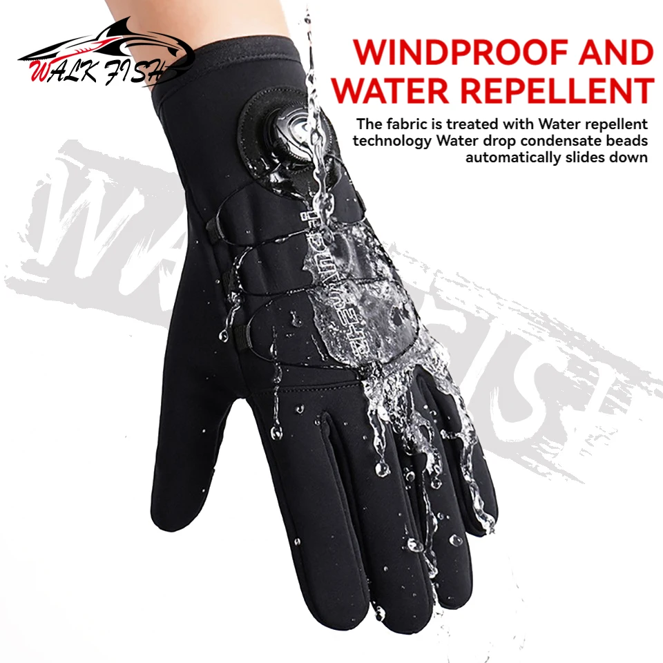 WALK FISH Fishing Gloves Sports Winter Warm Full Finger Gloves Touch ScreenBicycle Bike Motorcycle Riding Waterproof Non-slip