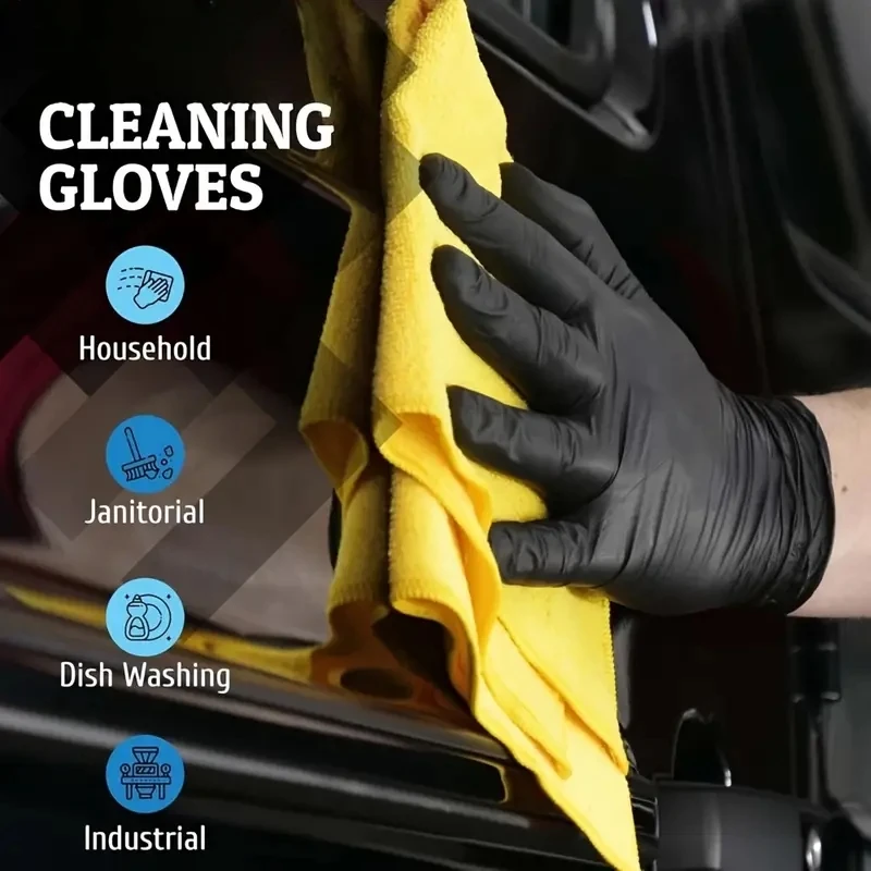 20/50/100PCS Black Nitrile Gloves Disposable Latex Free Cleaning Gloves Large Textured Hair Dye Mechanic Tattoo Kitchen disposable gloves,disposable nitrile gloves