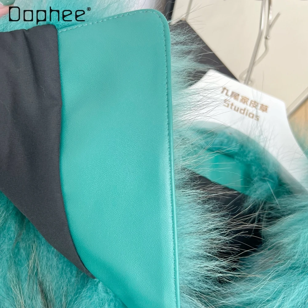 Warm Coats Women Winter 2023 Sale New Younger Ladies Elegant Long Sleeve Sailor Collar Slim Short Spokes Fox Fur Jacket Female