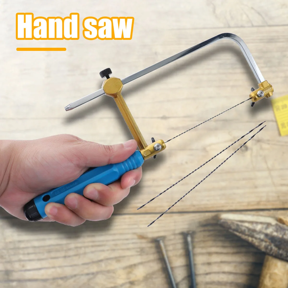 Coping Saw Heavy Duty Metal Hand Saw Fast Cutting Non-slip Hacksaw with 16 Replacement Steel Blade Woodworking Tool