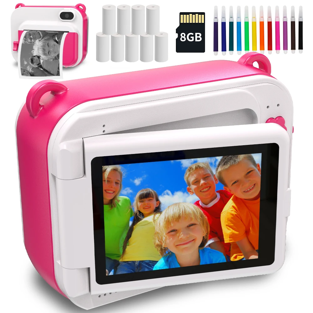 Selfie Kids Instant Print Camera Thermal Printing Camera Digital Photo Camera Girl's Toy Child Camera Video Boy's Birthday Gift 