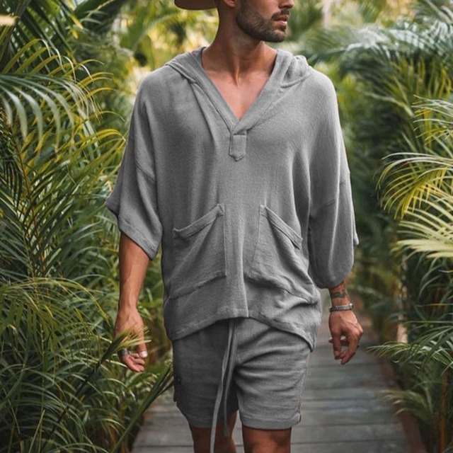 Conjunto de ropa de 2 para hombre, camisa hawaiana, cortos, transpirable, fresca, vacaciones de verano, 2022 _ - AliExpress Mobile