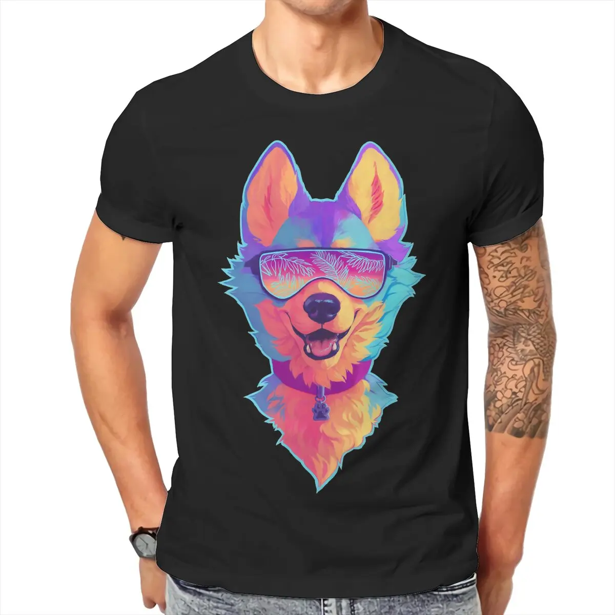 

Мужская блестящая Классическая футболка с изображением собаки (пушистая груша), хлопковая хипстерская футболка с круглым вырезом и графическим принтом