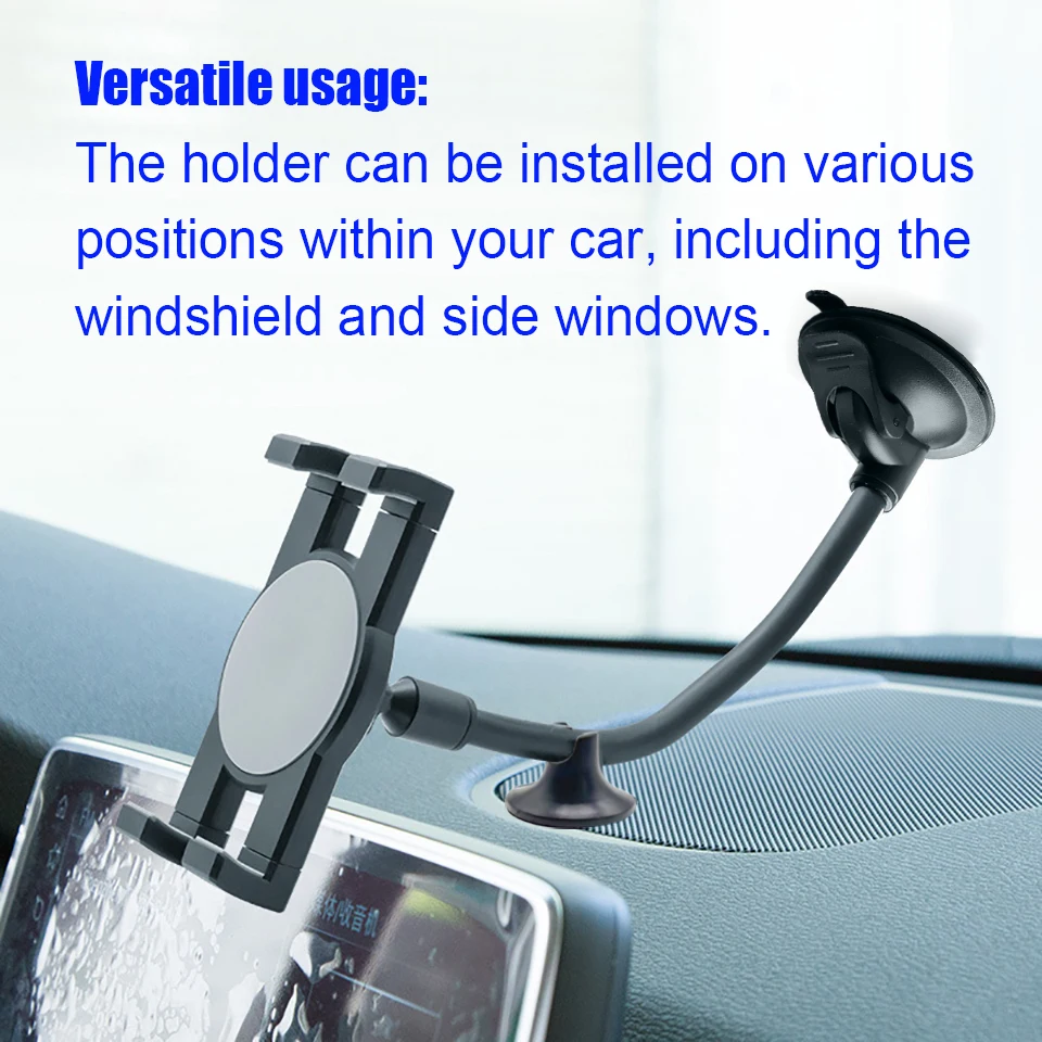 Car Tablet Holder Long Arm Suction Cup Mount for iPad Pro Air 4-13