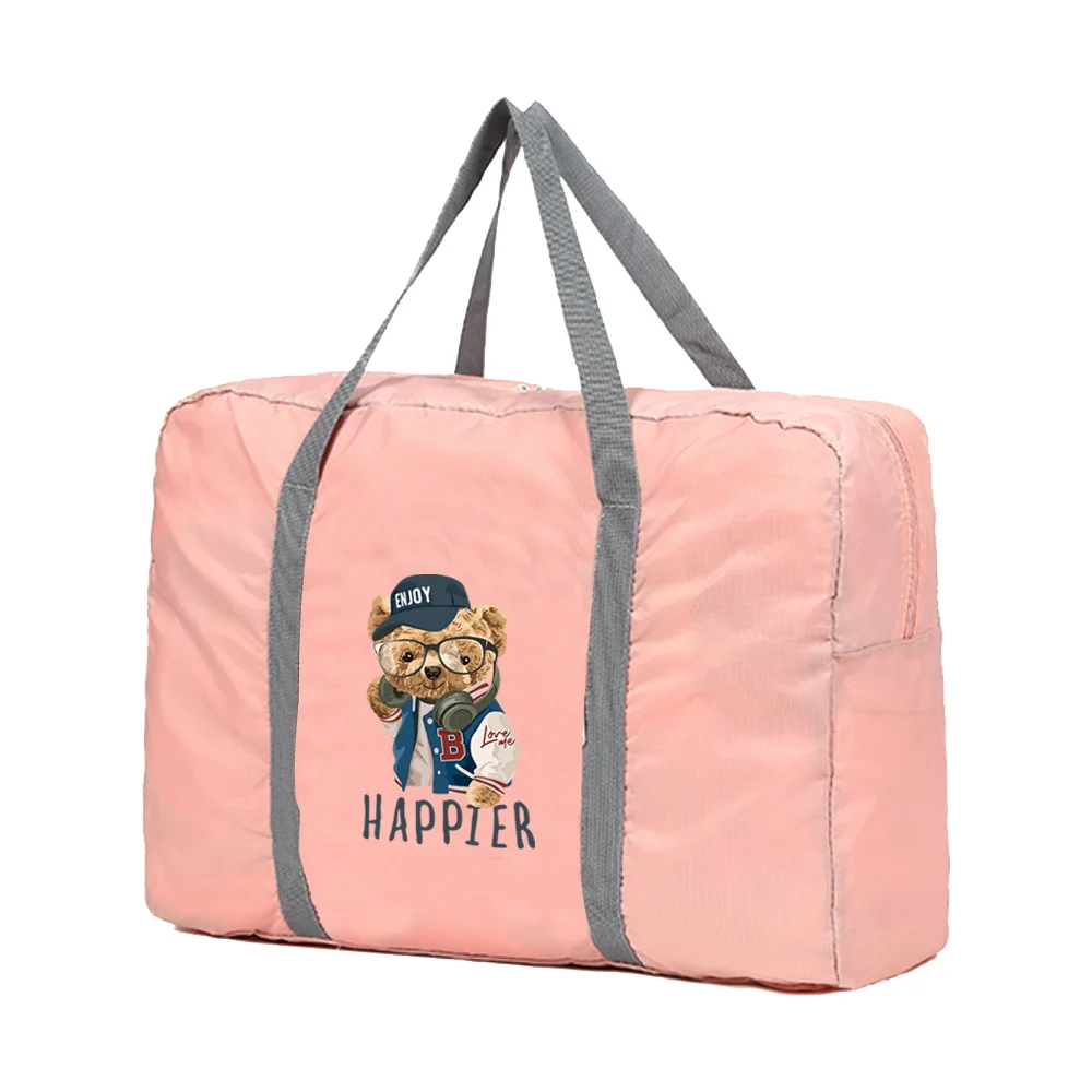 Foldable Travel Bags Organizer Men Luggage Unisex Clothing Storage Bag Bear Pattern Duffle Bag Women Handbags Tote