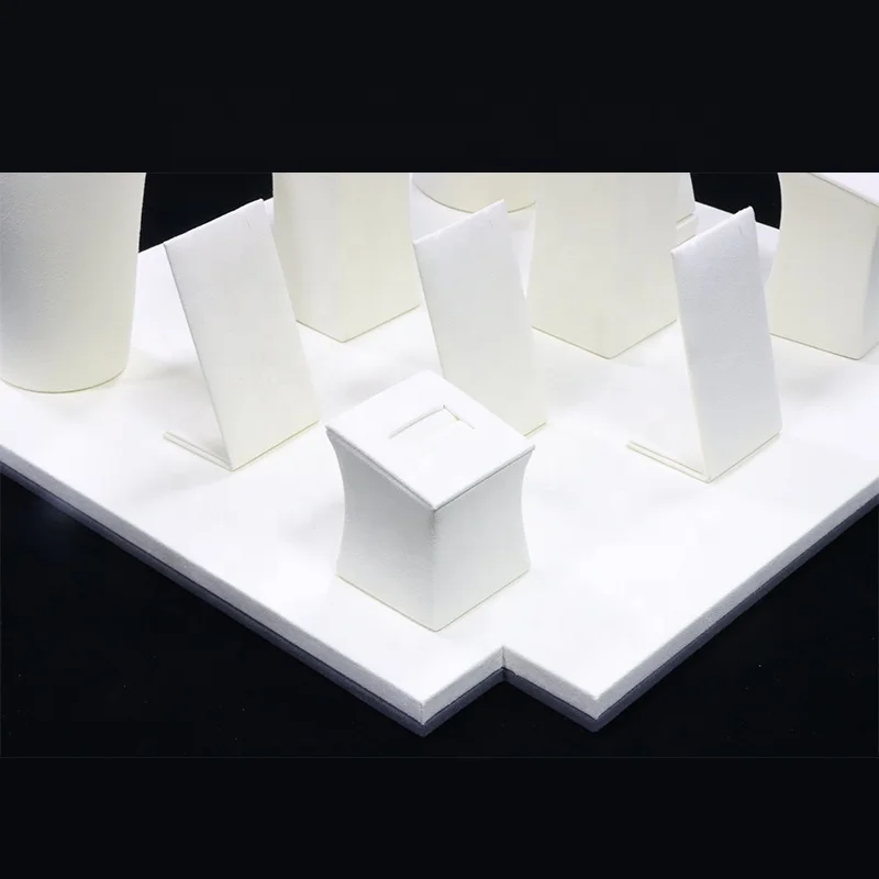 Custom. white 스웨이드 쇼케이스 쥬얼리 윈도우 디스플레이 디자인, 벨벳 쥬얼리 카운터 디스플레이 세트, 스탠드 버스