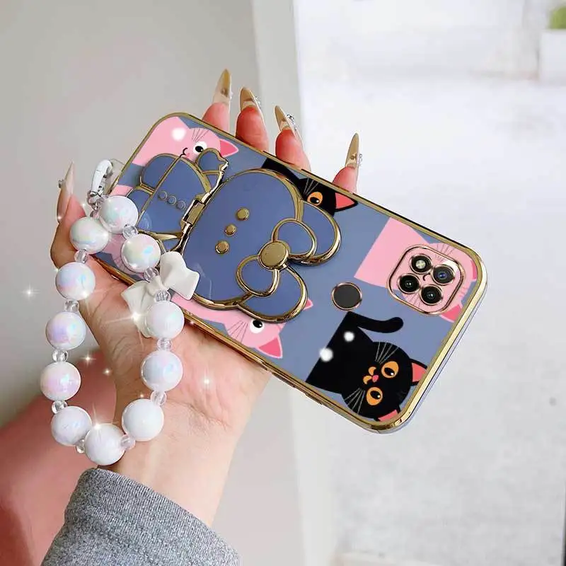 Pink Heart Shape Phone Case Set with Lanyard & Rabbit Stand - 3 Piece Bundle