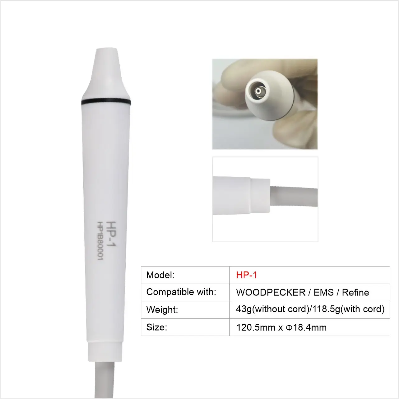 Dental Ultrasonic Piezo Scaler Handpiece Dental Handle with LED Fit for EMS WOODPECKER VRN SATELEC DTE Refine HP-3H HP-5L HS-7L 2