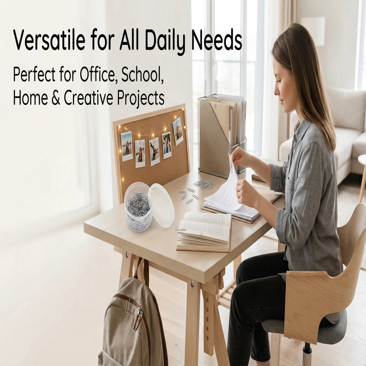 200개 대형 종이 클립 서류 정리용 가정 학교 사무용품 정리용 클립