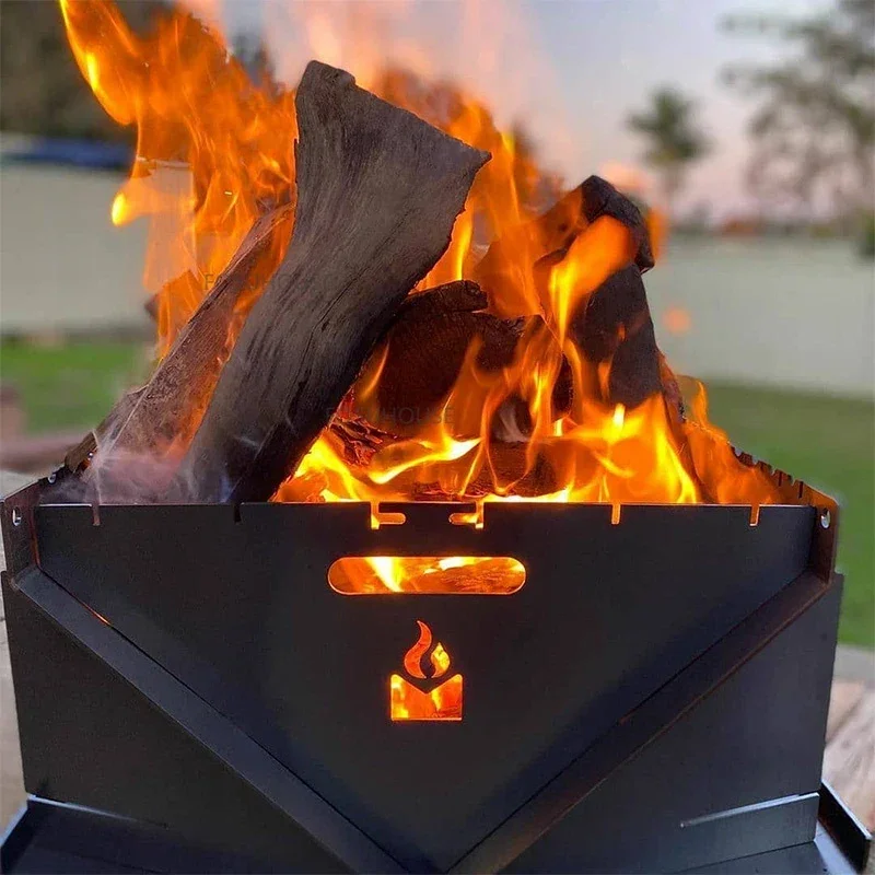 Modern Stainless Steel Fire Pits for Outdoor Heaters Charcoal Brazier Winter Multifunctional Outdoor Charcoal Folding Wood Stove
