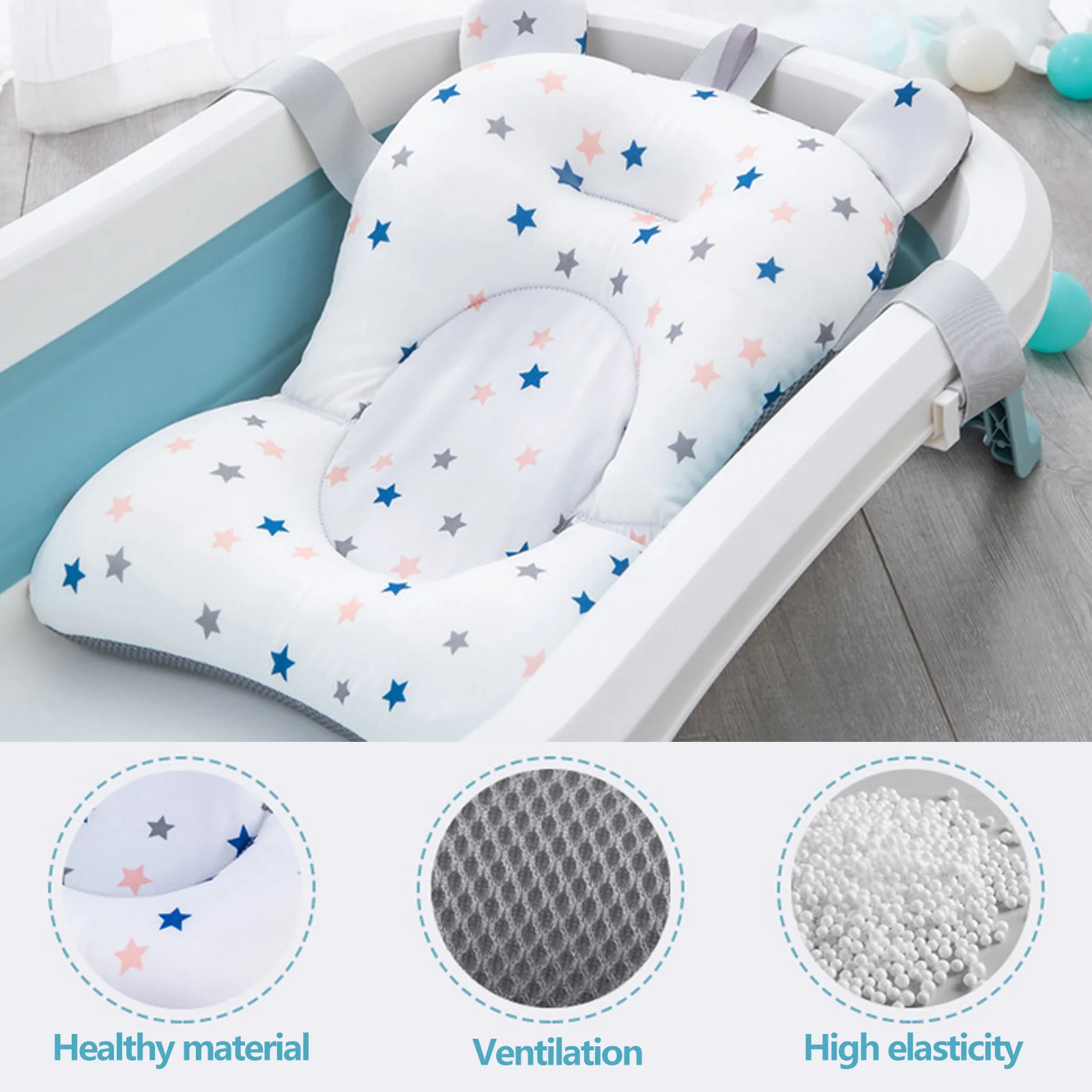 Universal Baby Bath Pad Floating Non-slip Infant Bath Tub Cushion Pillow Support Seat for Newborn Boys Girls 0-12 Months baby bath support pad baby bath seat baby bath tool