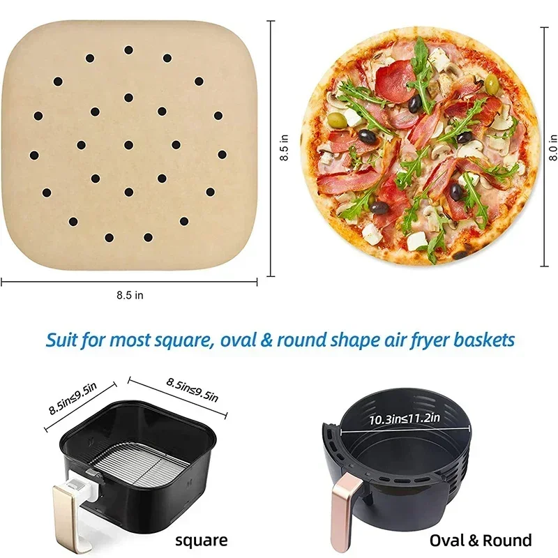 Disposable Baking Pastry Oil-absorbing Paper Air Fryer Parchment Liner Square Perforated Steaming Mat