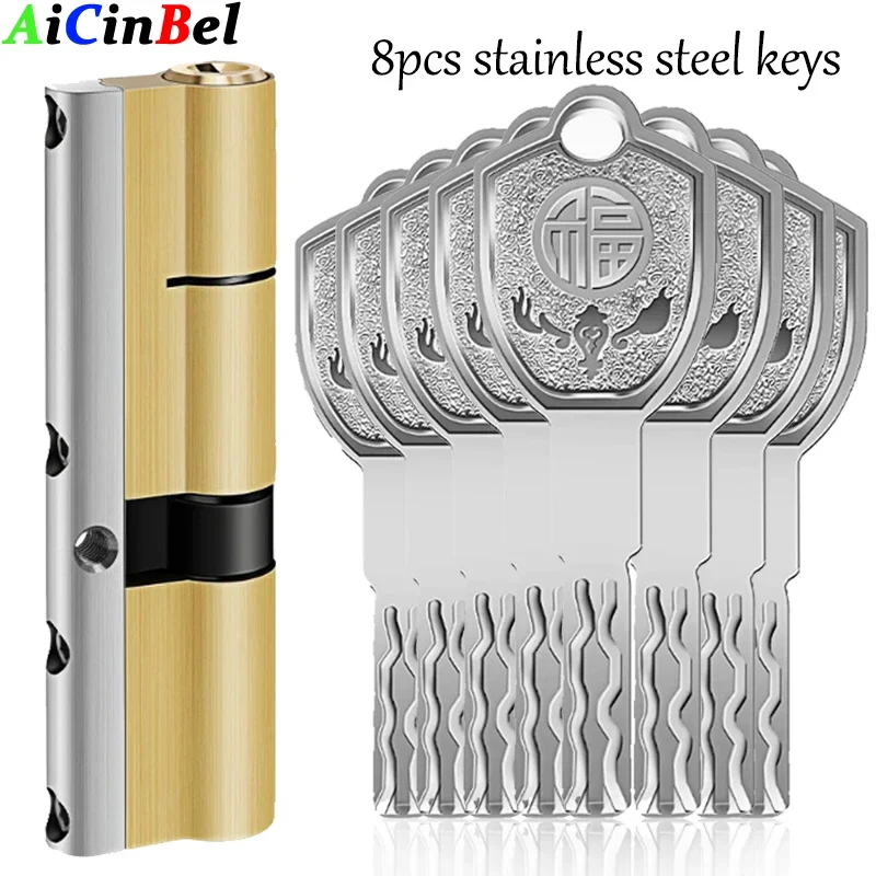 High Quality European Standard C-class Door Cylinder, Anti-theft Copper Lock At The Entrance of The Door, Household Lock, 8 Keys