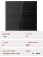Mini panneau solaire 5W 6V, module cellulaire haute efficacité, batterie BC, panneau de charge solaire portable pour extérieur, bricolage, avec câble 6