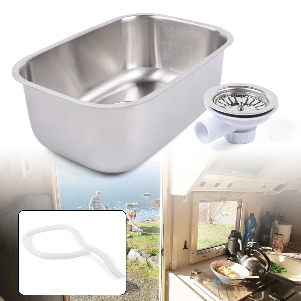 RV Caravan Camper 304 Stainless Steel Hand Wash Basin Kitchen Rectangular Sink Hand Wash Basin Sink