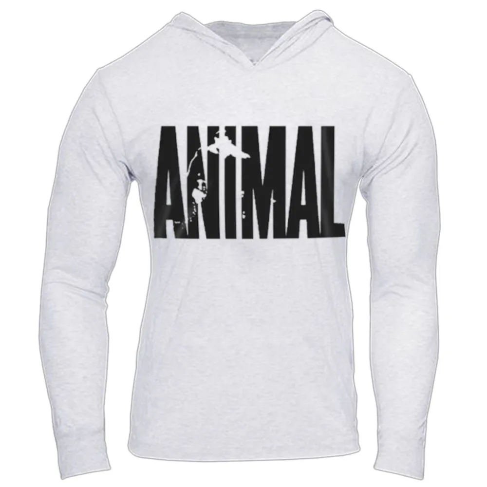 Men's Fitness Hooded Long Sleeve Cotton Printed ANIMAL Letter Sport Sweat