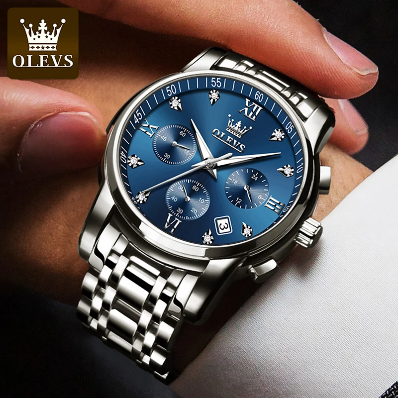 

OLEVS Explosive Multifunctional Quartz Men Watch Fashion Three Eye Dial Design Luminous Waterproof Business Watch For Men Reloj