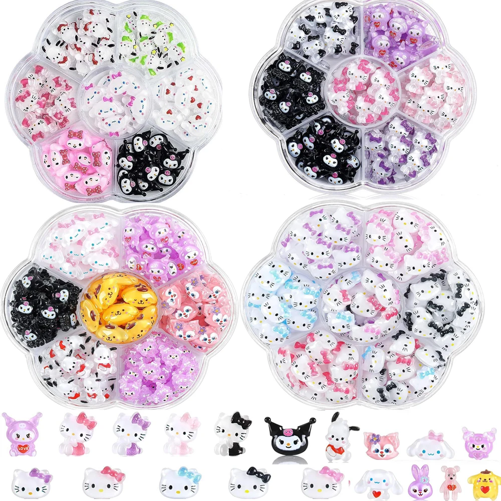 70 шт./коробка MINISO Hellos Kittys Kawaii Мультфильм Kuromi украшения для ногтей искусственные 3D драгоценные камни для маникюра ногтей художественная Декорация