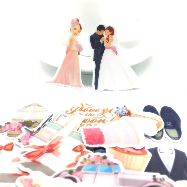 26 Pcs Cartoon groom bride Sticker for kids toys book phone