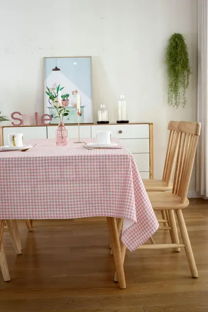 Inyahome-Nappe à carreaux vichy vintage, couverture de table en coton et lin pour QueParty, utilisation intérieure ou extérieure 2