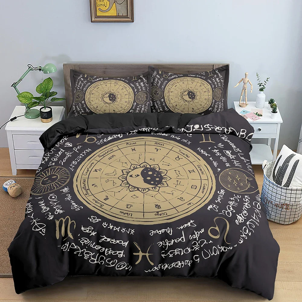 

Constellation King Queen Duvet Cover Astrological Bedding Set for Kids Teens Adults Psychedelic Tarot Astrology Soft Quilt Cover