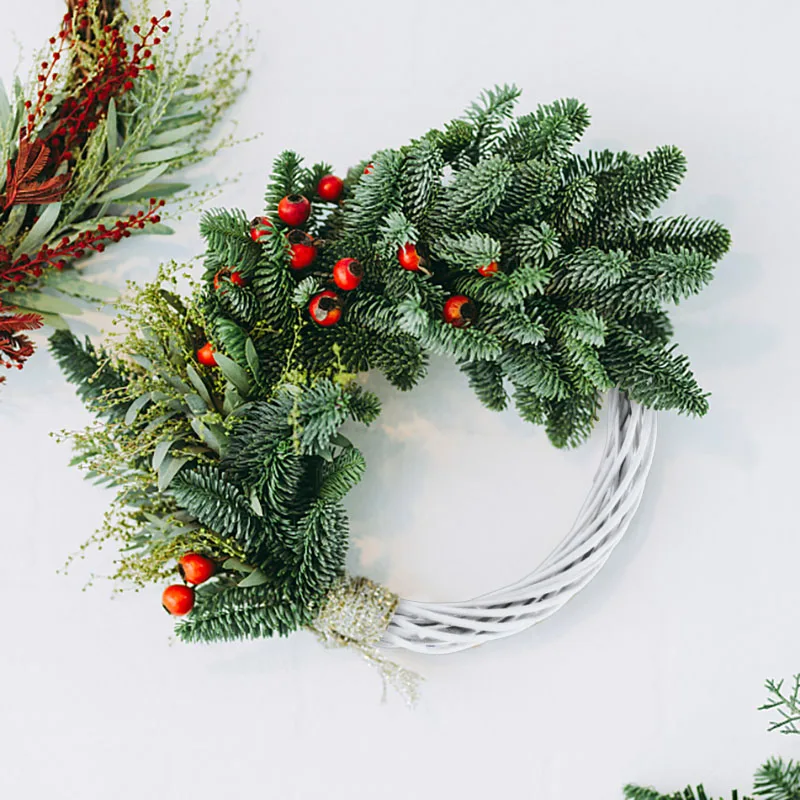 Couronne De Rotin De Noël, Décoration De Couronne En Osier Décor De Noël Anneau De Vigne Rotin Cerceau Floral Naturel 30cm Accessoires D'artisanat Accessoires