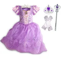 Costume de princesse pour enfants, robe fantaisie à fleurs, pour noël, anniversaire, carnaval, déguisement raiponce Belle, nouvelle collection 2024 5