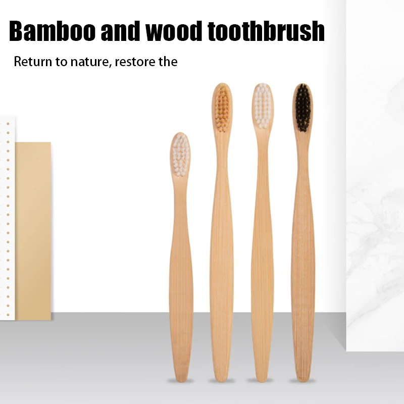 

10Pcs Eco Friendly Bamboo Toothbrush Soft Bristles Biodegradable Plastic-Free Oral Care Adults Toothbrush Bamboo Handle Brush