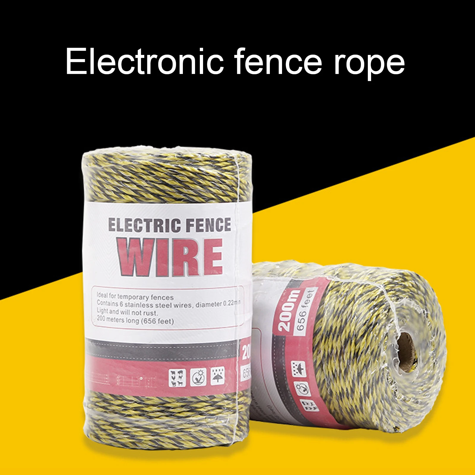 

200m Roll Portable Electric Fence Poly Wire Rope Livestock Rope Livestock Breeding Fence Farm Garden Animal Fencing Tools
