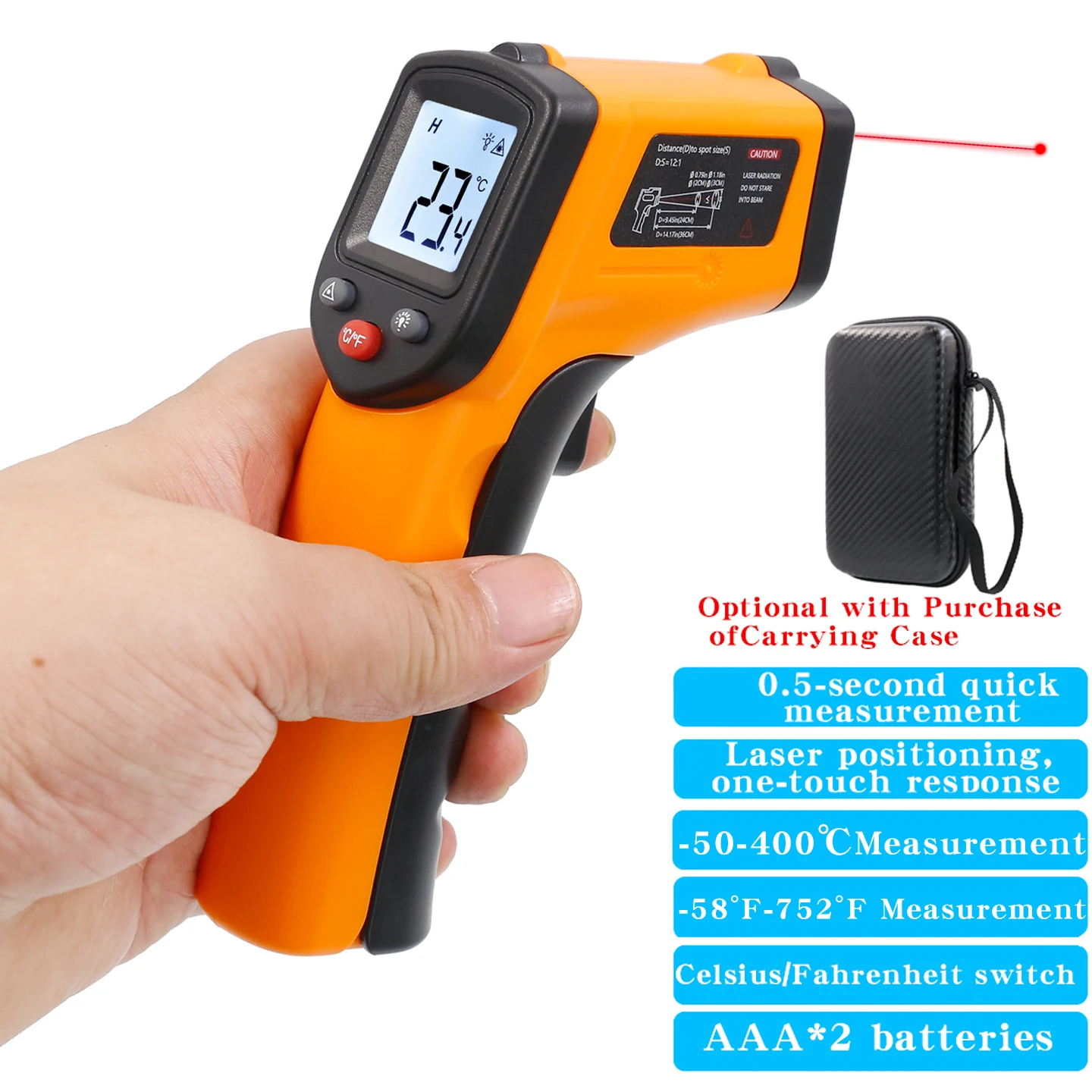 Infrared Thermometer Industrial High-Precision Temperature Gun...