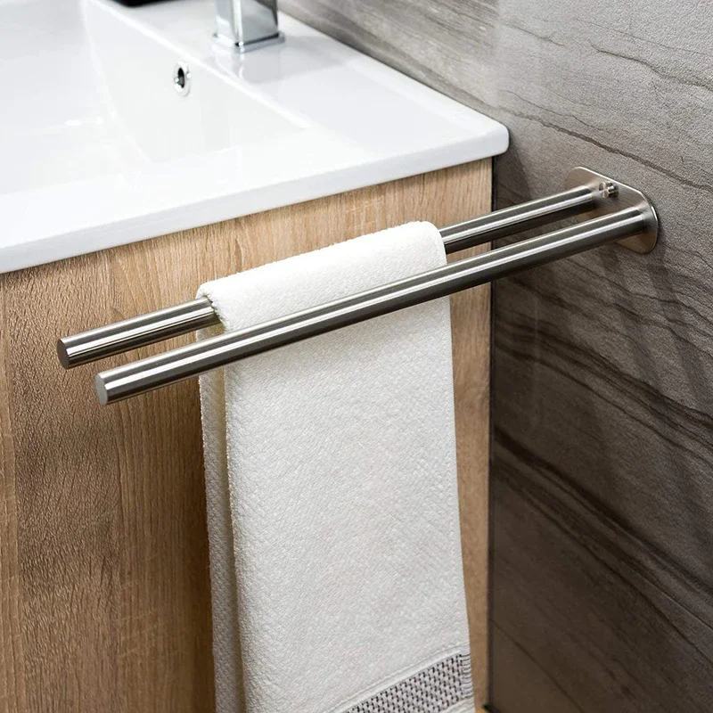 Bathroom Towel Rack Stainless Steel Holder Wall Black Double Towel Rack Hand Bar Hanger Ladder Holder Bathroom Accessories
