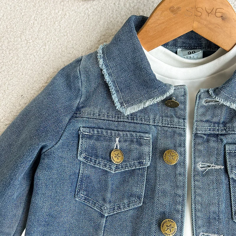 Meisjes denim set | Soft denim gilet & wide leg broek | Blauw | Maat 98/104 t/m 158/164 > Mi Toetie