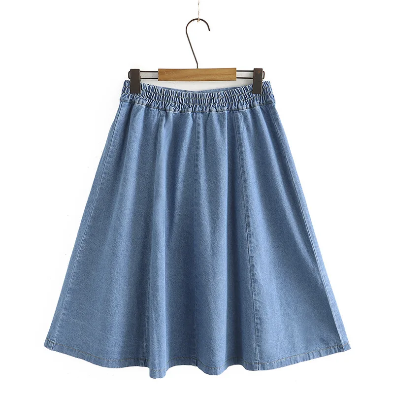 Plus Size Skirts For Women Clothing Fashion Thin Denim Skirt Casual Light  Blue High Waist A-Line Curve Skirt Summer 2022 - купить по выгодной цене |  AliExpress