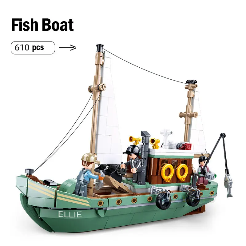 Sluban City Fishing Boat Model Blocks Toy for Boys Vessel Trawlboat Model  Building Blocks Set Pirate Ship Sea Fisher Figures Toy - AliExpress
