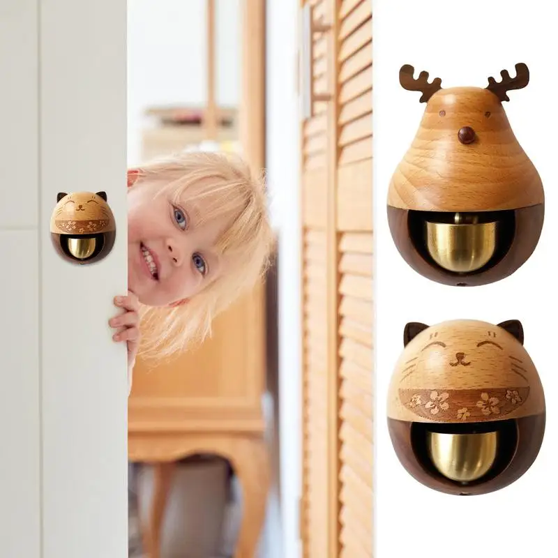 

Magnetic Wooden Door Lucky Cat Elk Shopkeepers Bell Home Decorative Wireless Wind Chime Home Shop Decoration
