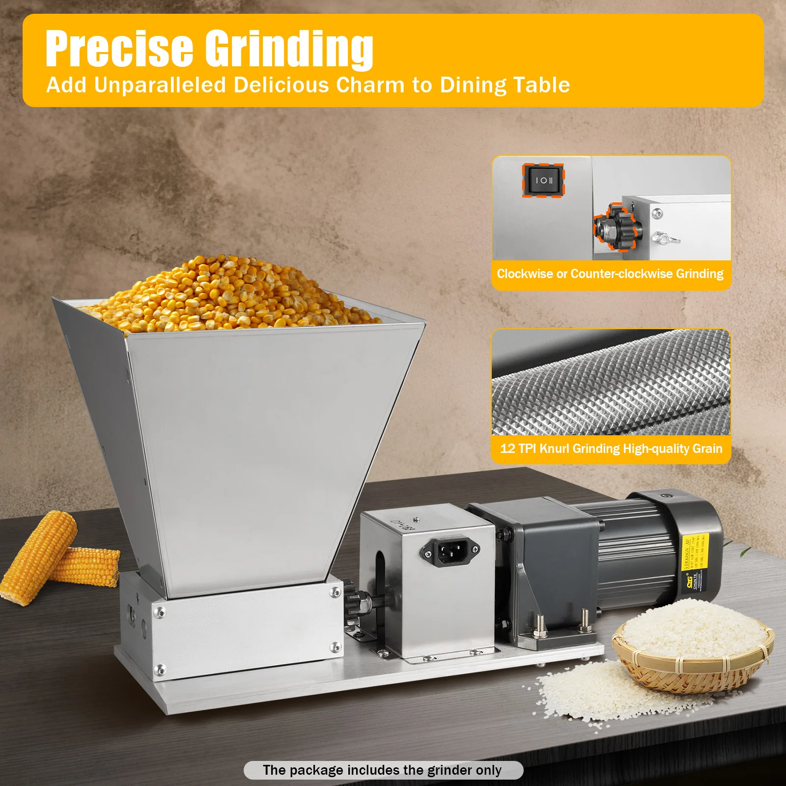 110V Electric Grain Mill Grinder 2 Roller Crusher Heavy Duty Malt Mill Homebrew Crusher