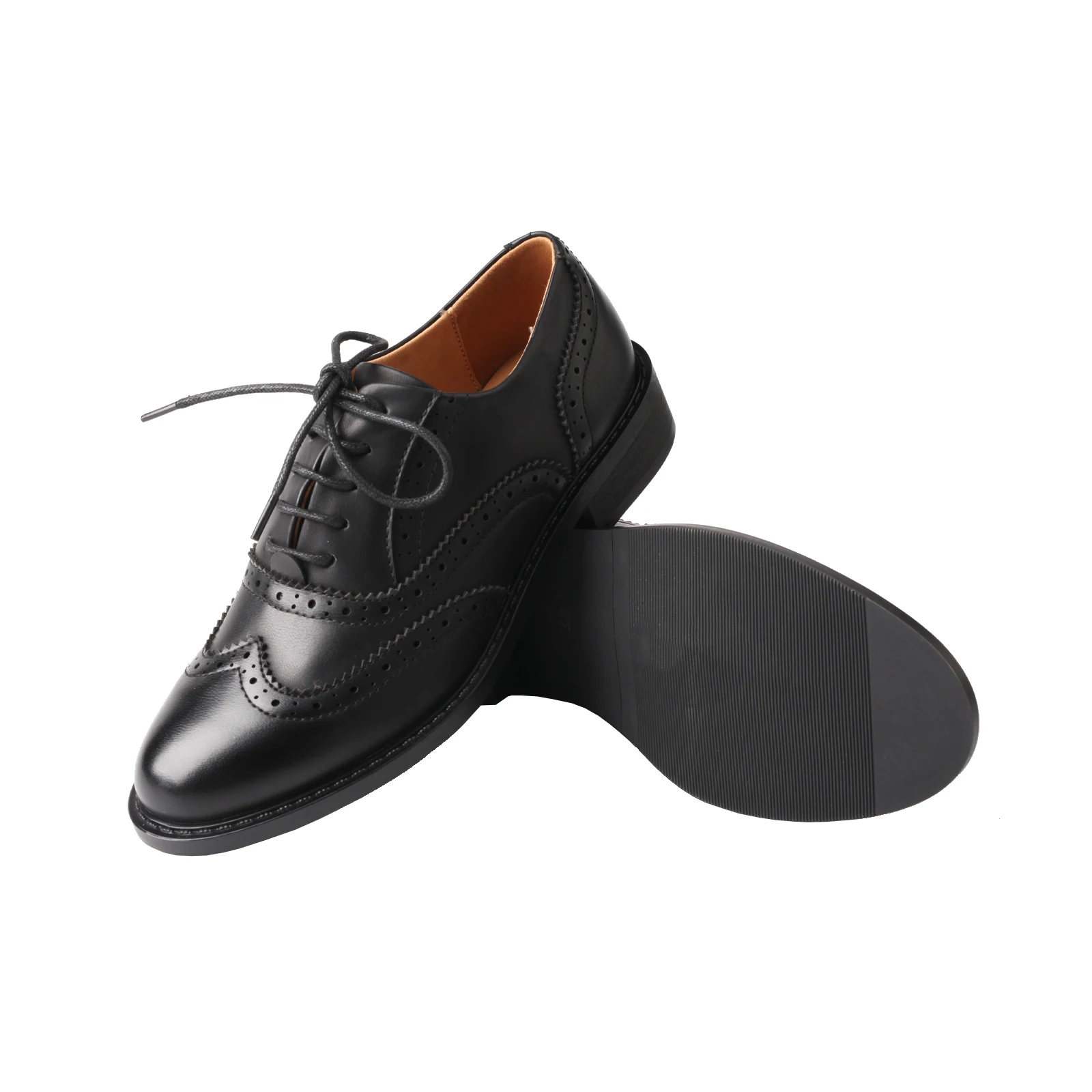 Spring Summer Women's Retro British Lace up Flat Heel Brogue Leather Shoes Brand Comfortable Casual Footwear 5