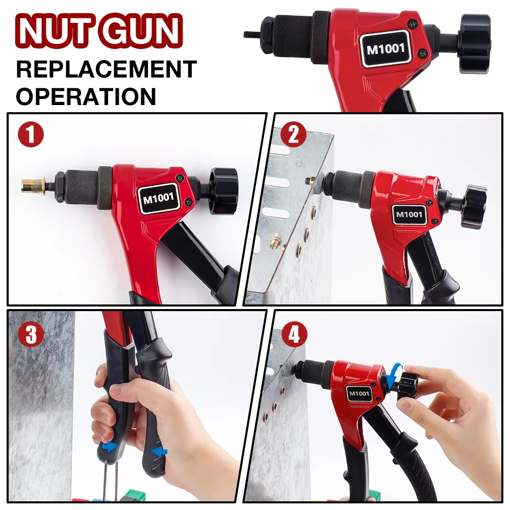 Manual Rivet Nut Gun M3 M4 M5 M6 Household Multi-specification Riveting Machine Riveting Tools Insert Nut Quick Tools rivet gun rivet nut tool