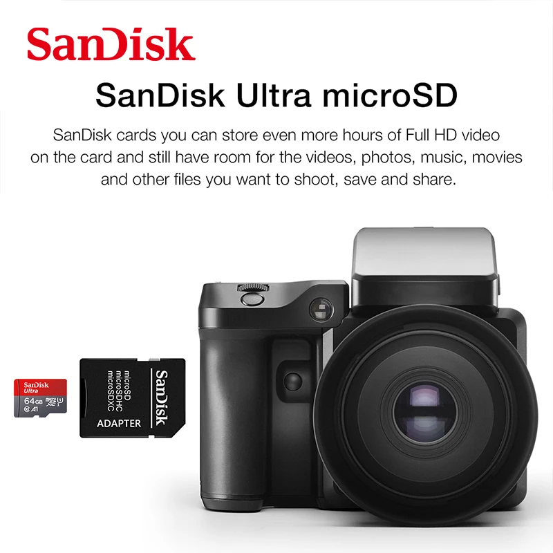 SanDisk Ʈ ũ SDXC UHS-I ޸ ī, C10 U1 Ǯ HD A1, 64G, 128G, 256G, 512G, ִ 100 MB/s ũ SD ī, Camare ޴