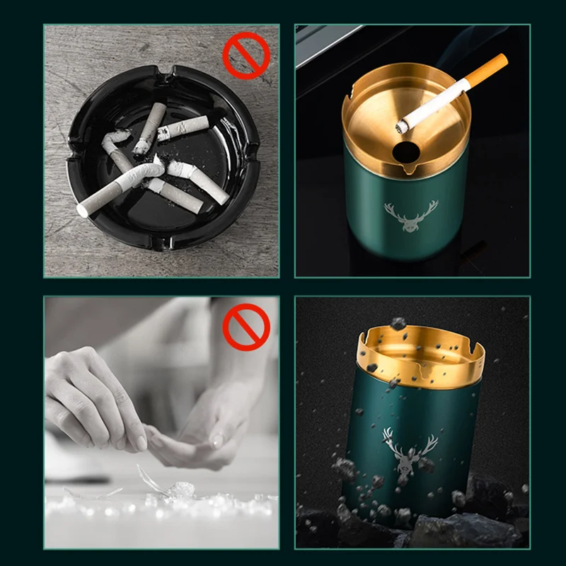 Round Metal Stainless Steel Ashtray Smokeless Cigar Office Home Decor stainless steel ashtray metal ashtray cigarettes ashtray