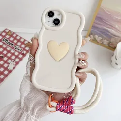 Wavy Love Heart Silicone Case with Wrist Strap for Camon 20 Pro (White)