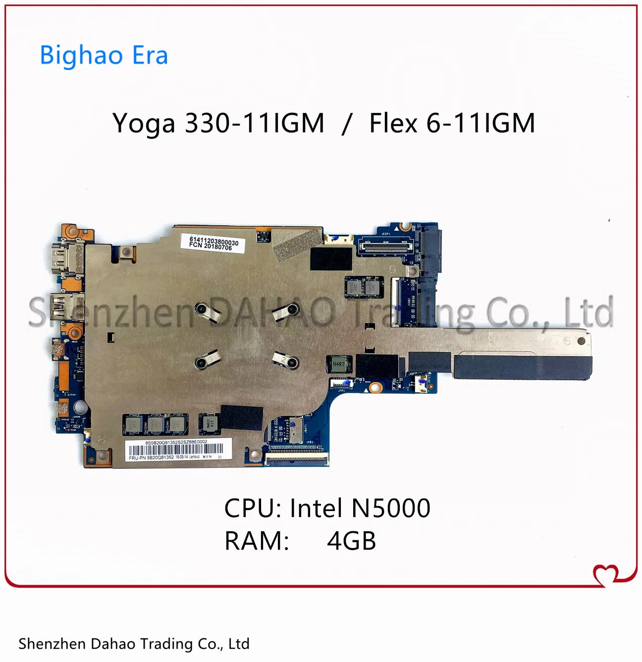 

For Lenovo IdeaPad Yoga 330-11IGM Flex 6-11IGM Laptop Motherboard With N5000 CPU 4GB-RAM 100% Fully Tested FRU 5B20Q81367