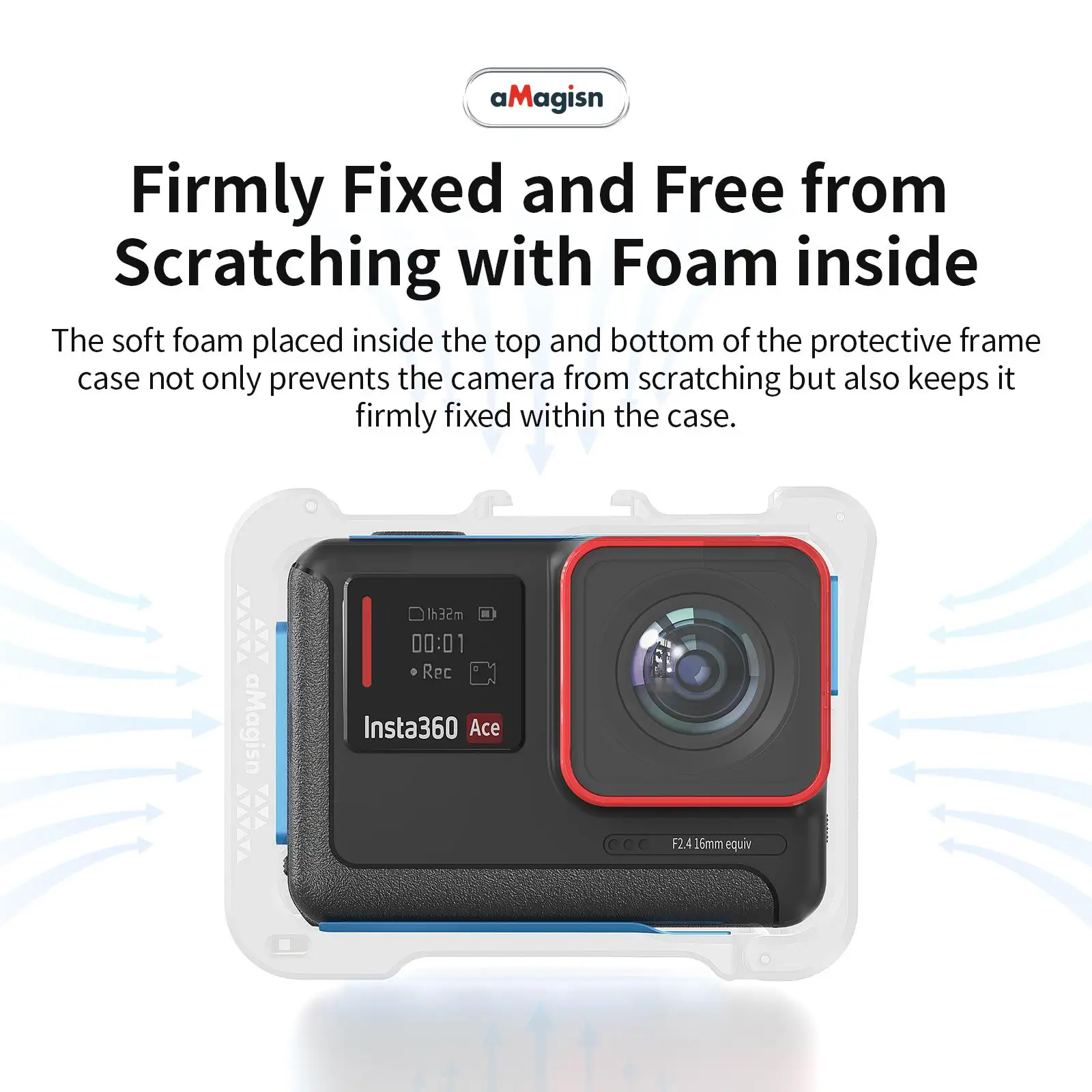 Magisn Metal Action Camera Cage for Insta360 Ace/Ace Pro Portable Quick Release Protection Frame Aluminium Alloy Housing Frame action camera accessory action camera protector
